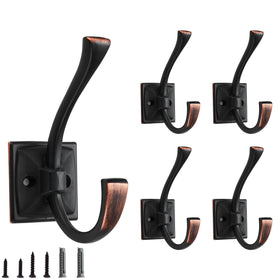 CABDM 5-pack decorative heavy-duty towel hooks in bronze finish for organized entryway storage.