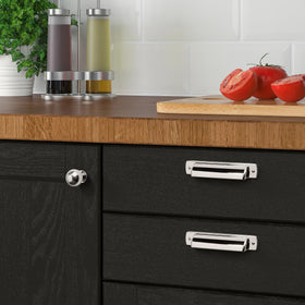 CABDM ball knob close-up showing polished nickel finish and smooth edge for comfortable handling.