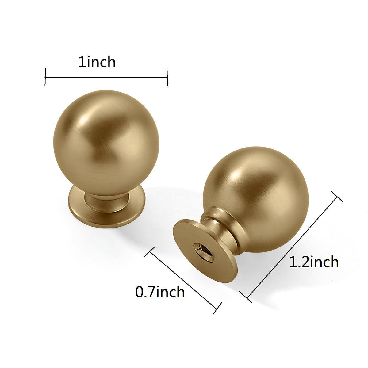CABDM brushed brass knob close-up shows smooth texture and finish