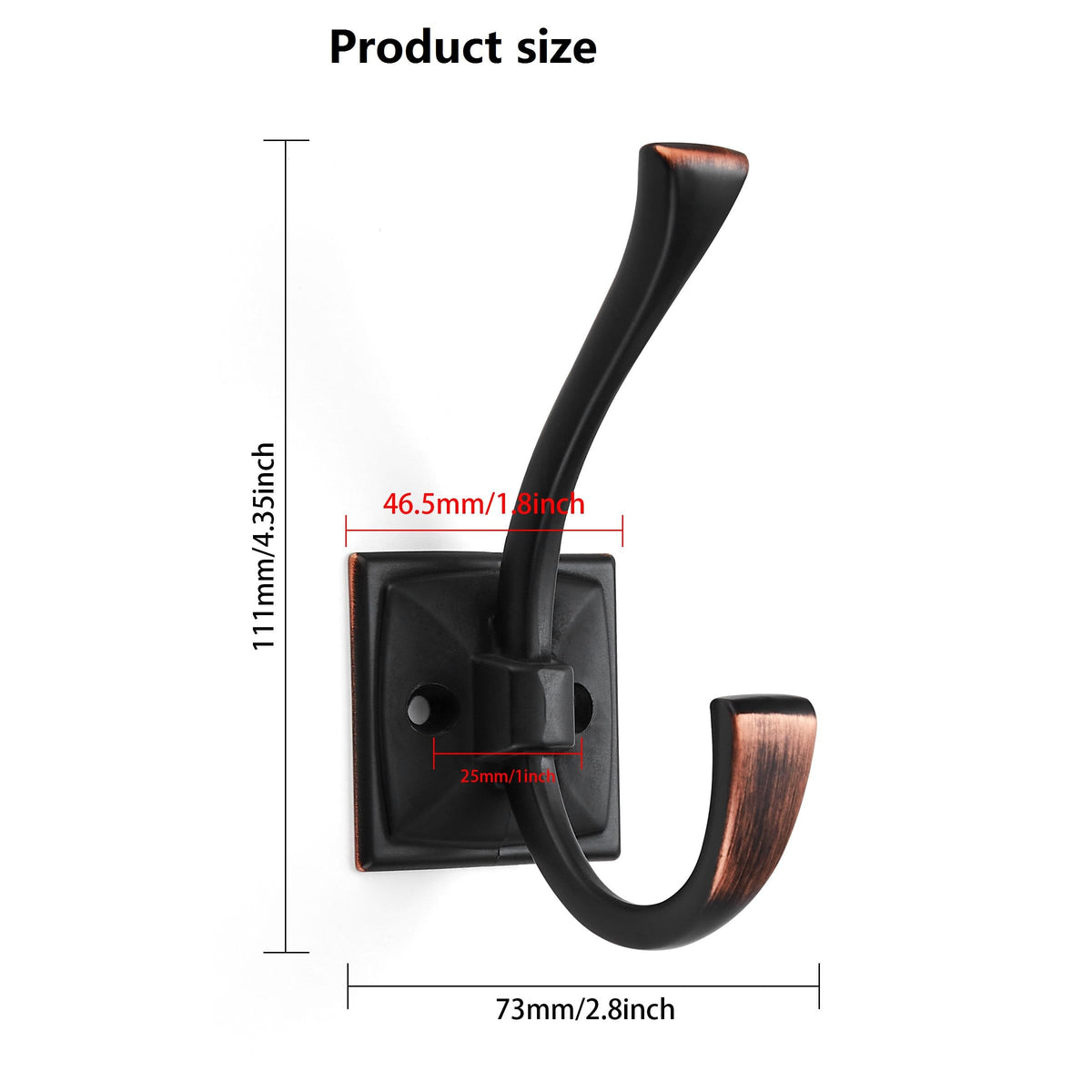 CABDM double-hook bronze finish wall-mounted for space-saving coat and bag organization.