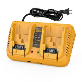 Cabeattee DCB102 front view showing dual battery charging capability.