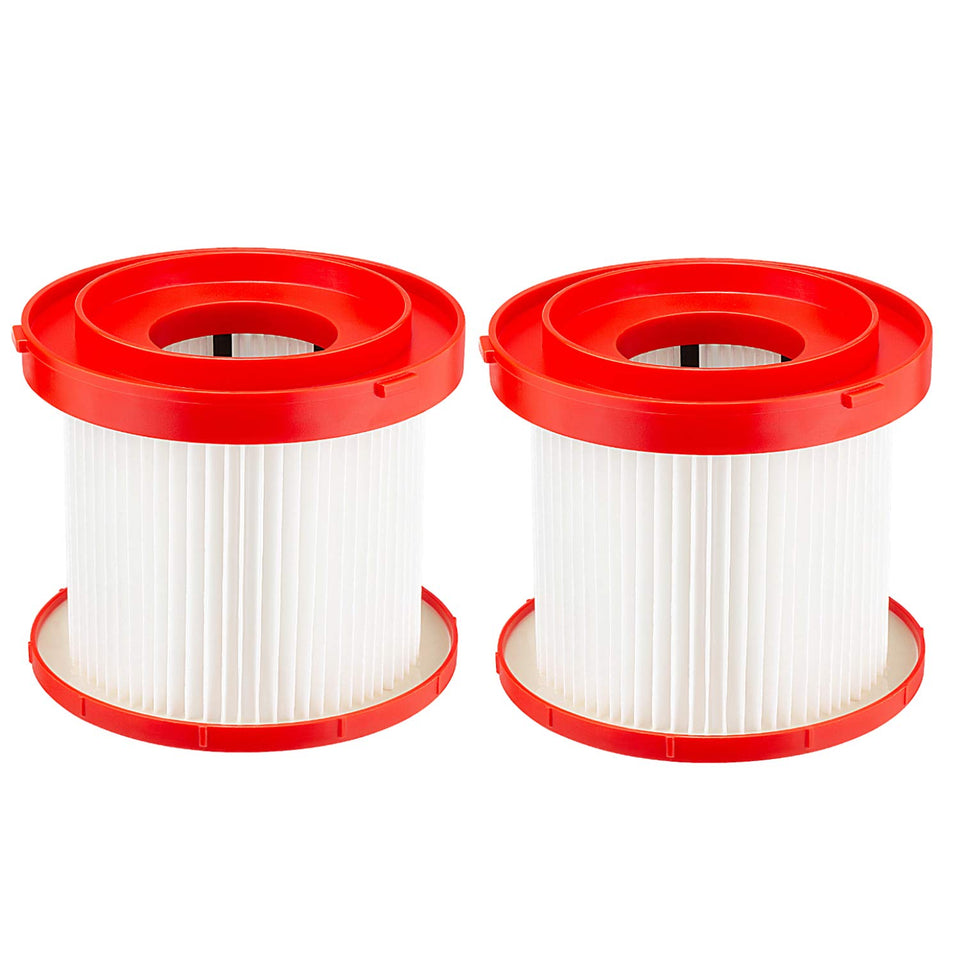 Cabiclean two-pack wet-dry filter set, front view, easy replacement for Milwaukee vacuums.