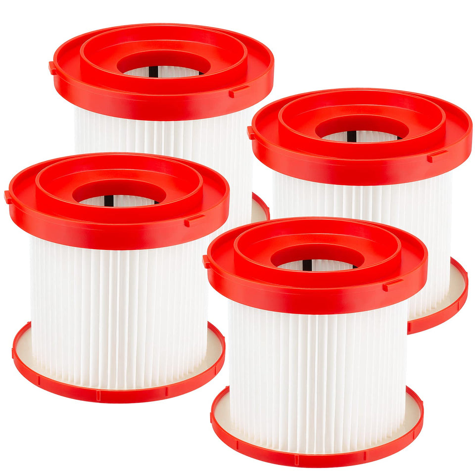 Cabiclean 4-pack filter showing 49-90-1900 model compatibility for Milwaukee vacuums.