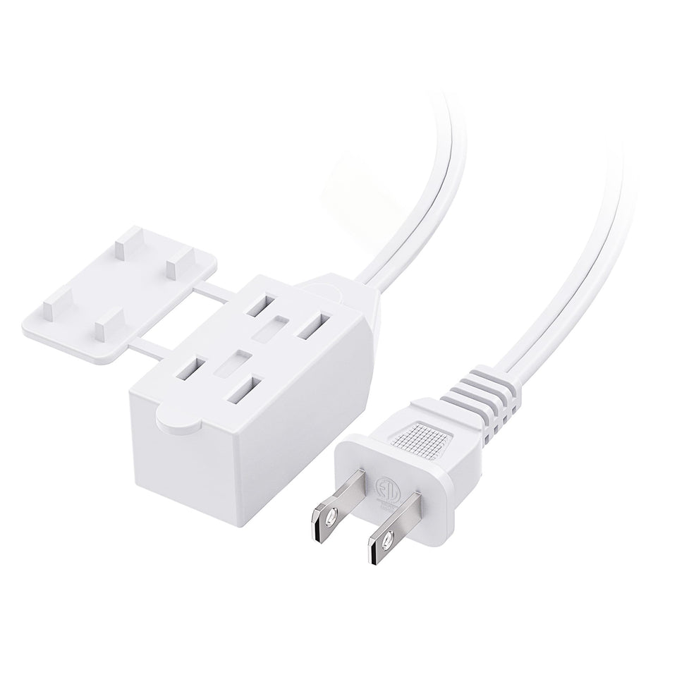 Cable Matters 25ft extension cord provides extended reach for lamps and small electronics.