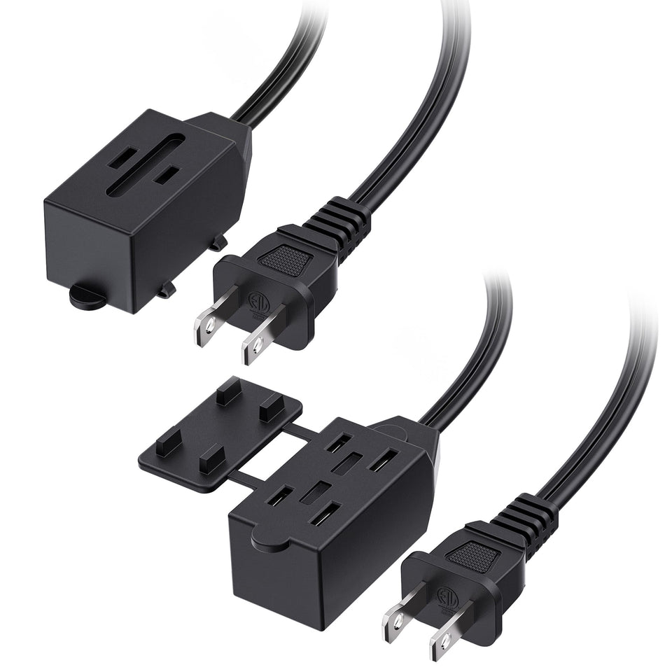 Cable Matters 2-pack extension cords front view showing slim profile for indoor use