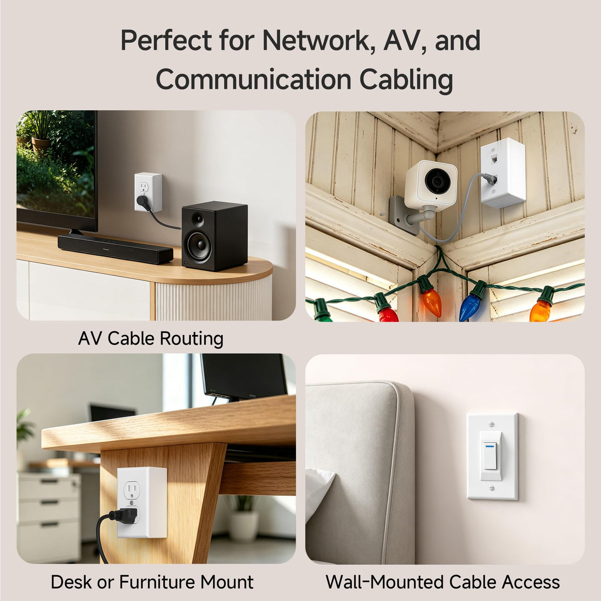 Cable Matters backbox compatible with blank faceplates and keystone inserts
