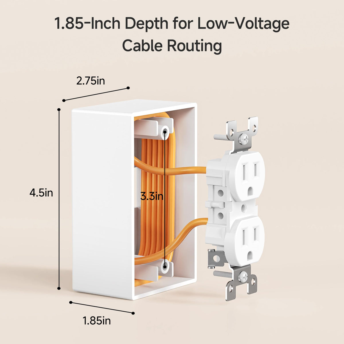 Cable Matters backbox with standard 4.5 x 2.76 x 1.85 inches size