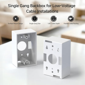 Cable Matters backbox under furniture enables discreet low-voltage routing