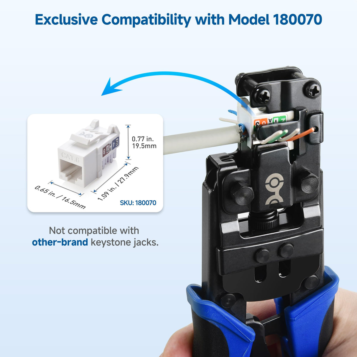 Cable Matters rapid-install crimp tool in action demonstrating quick crimping.