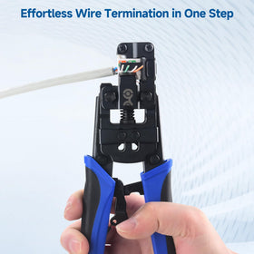 Cable Matters tool performing precision crimp for reliable Cat6 connections.