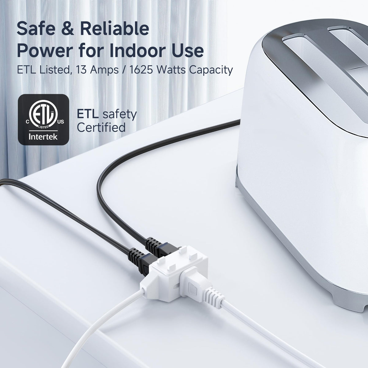 Cable Matters three-outlet polarized receptacles support multiple devices.