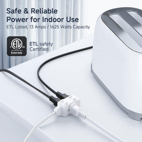 Cable Matters three-outlet polarized receptacles support multiple devices.