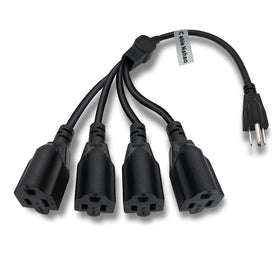 Cable Nahao 3-prong splitter front view showing space-saving outlet distribution for desks
