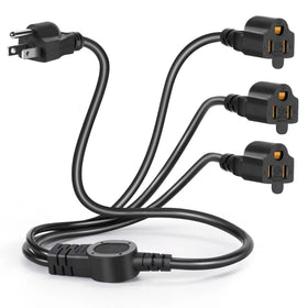 Cable Nahao 3-prong extension with three outlets for versatile power access.