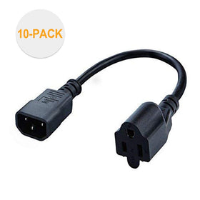 CableCreation extended reach 1 ft C14 to NEMA 5-15R keeps cords tidy.