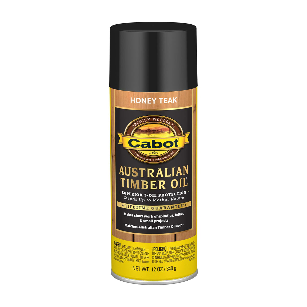Cabot Australian Timber Oil Honey Teak can front view for outdoor wood protection