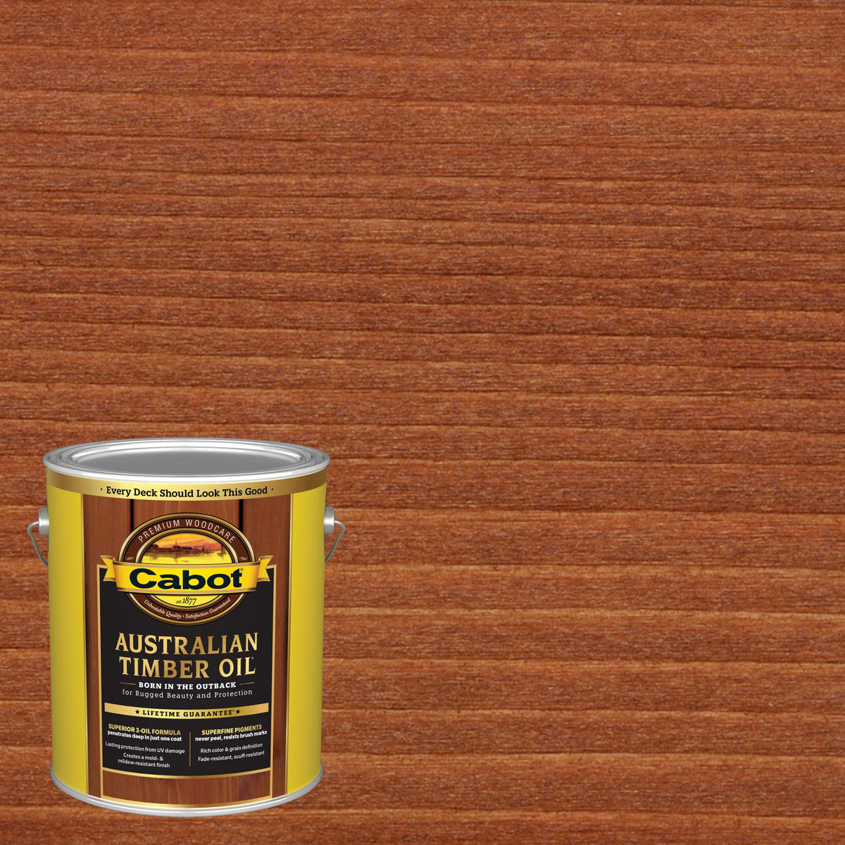 Cabot Australian Timber Oil penetrates deeply for long-lasting wood protection.