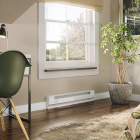 Cadet baseboard heater with lifetime warranty offers long-term reliability.