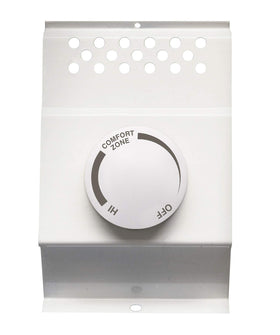 Cadet BTF2W baseboard thermostat front view with a clean white finish for integrated heating control.