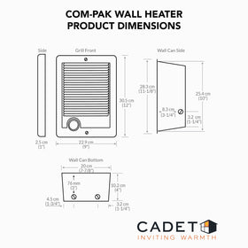 Cadet Com-Pak fan-forced warmth demonstrates even heat distribution.