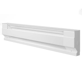 Cadet F Series 36-inch baseboard heater, white, front view, provides steady room warmth.
