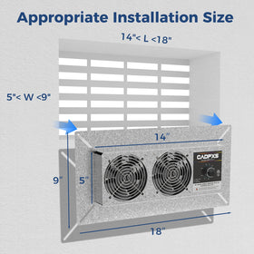 CADPXS crawlspace fan compact 18x9x2 inches fits tight spaces.