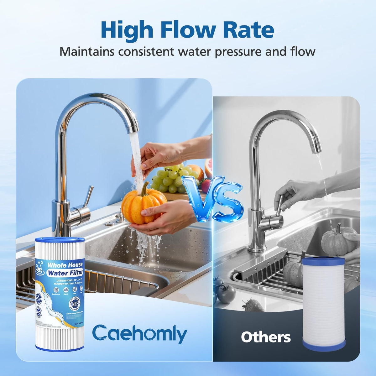 NSF-certified filtration helps safeguard household water quality.