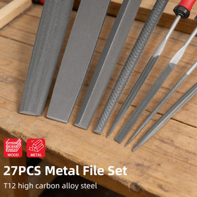 CAFFORIK 8-inch metal files: flat, half-round, round, triangle.
