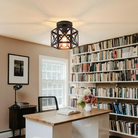 CAFULAM bedroom farmhouse light with cage design creates cozy, welcoming atmosphere.