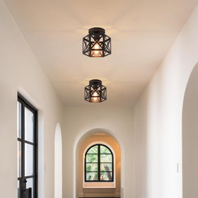 CAFULAM industrial cage design lighting adds vintage charm to living rooms.