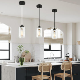 CAFULAM matte black finish pendant kit enables quick, clean installation.
