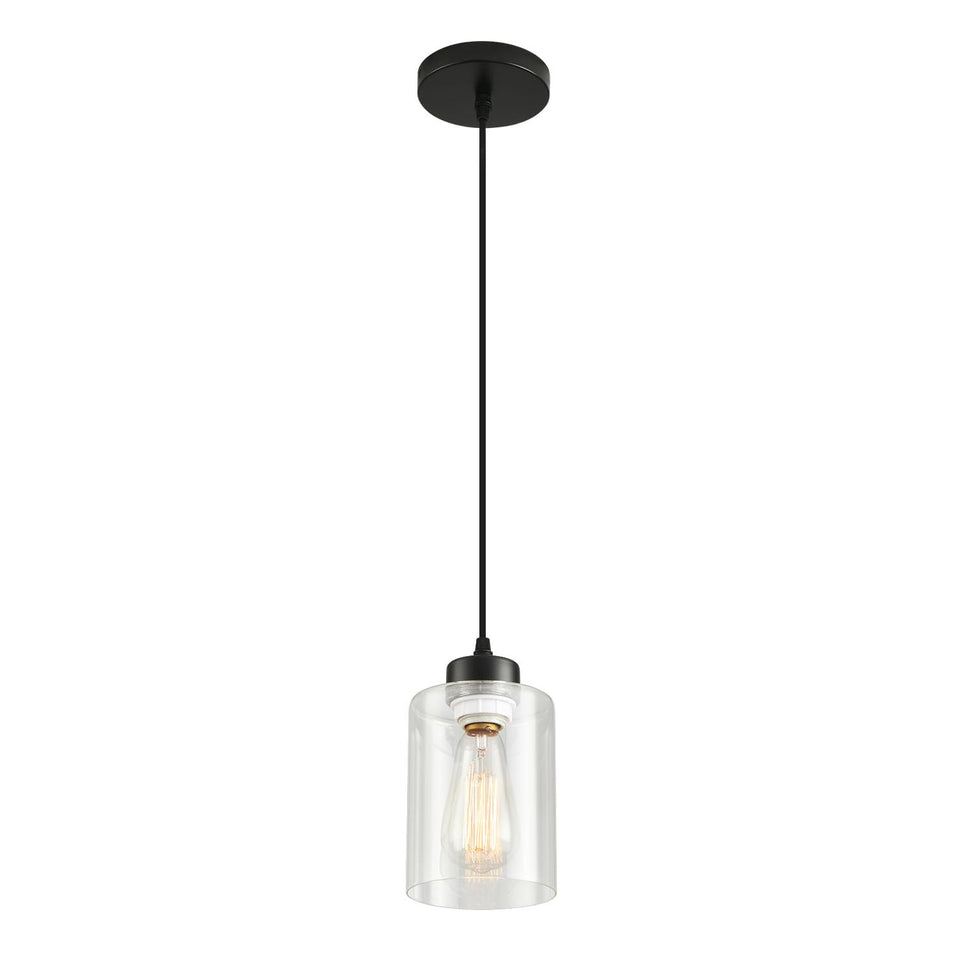 CAFULAM modern black farmhouse pendant with glass shade for versatile kitchen lighting and ambience.