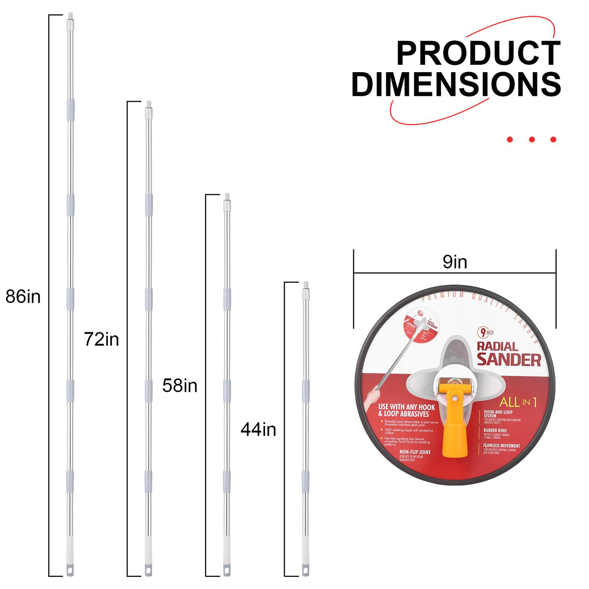 Cagaloi 9-inch sander head offers steady control for vertical sanding.