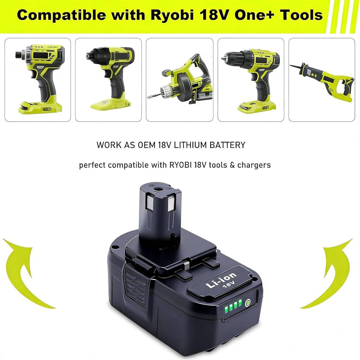 Cailingbat 18V lithium battery with indicator light for quick charge status.