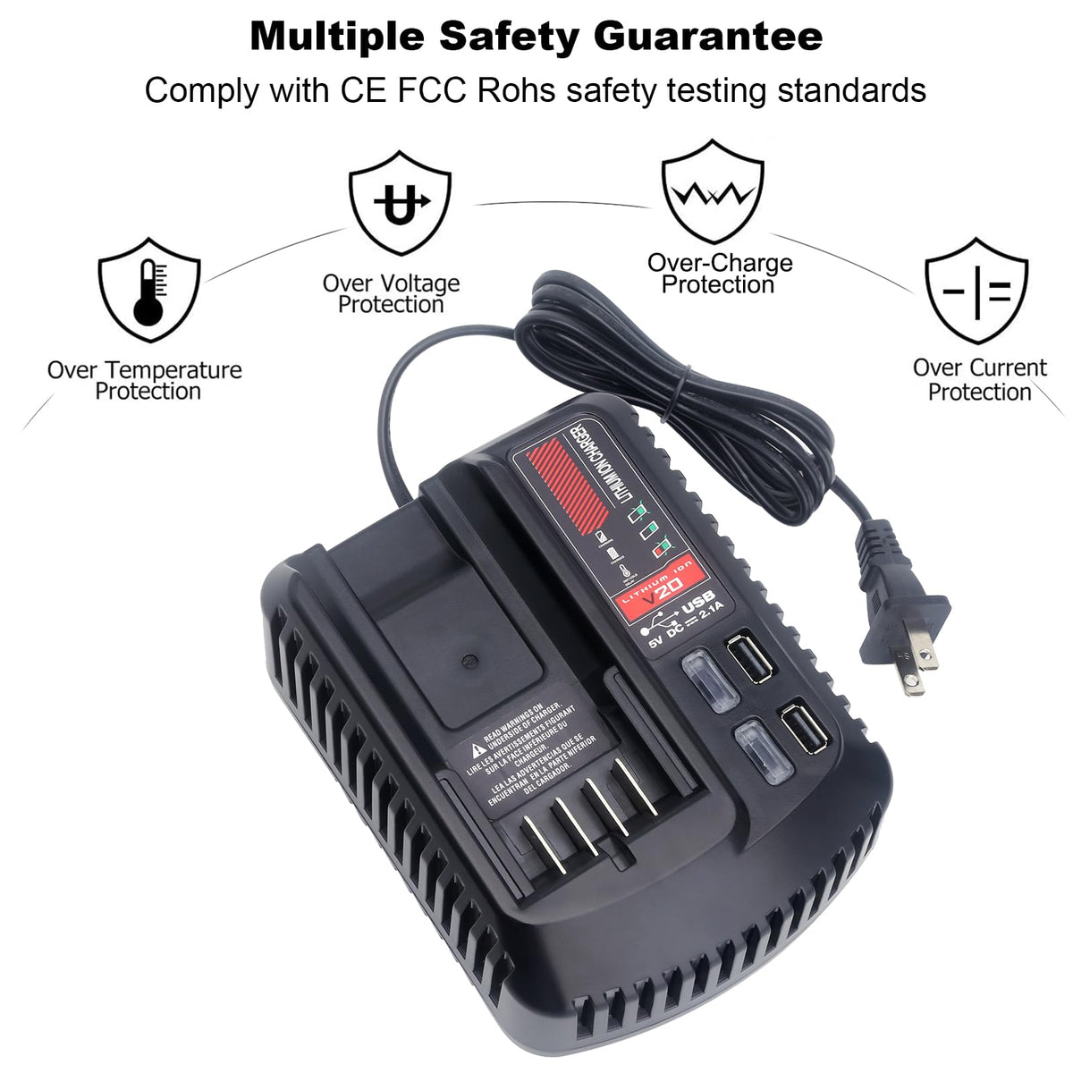 Cailingbat CMCB202 battery in dock illustrates safe, efficient charging with the charger.