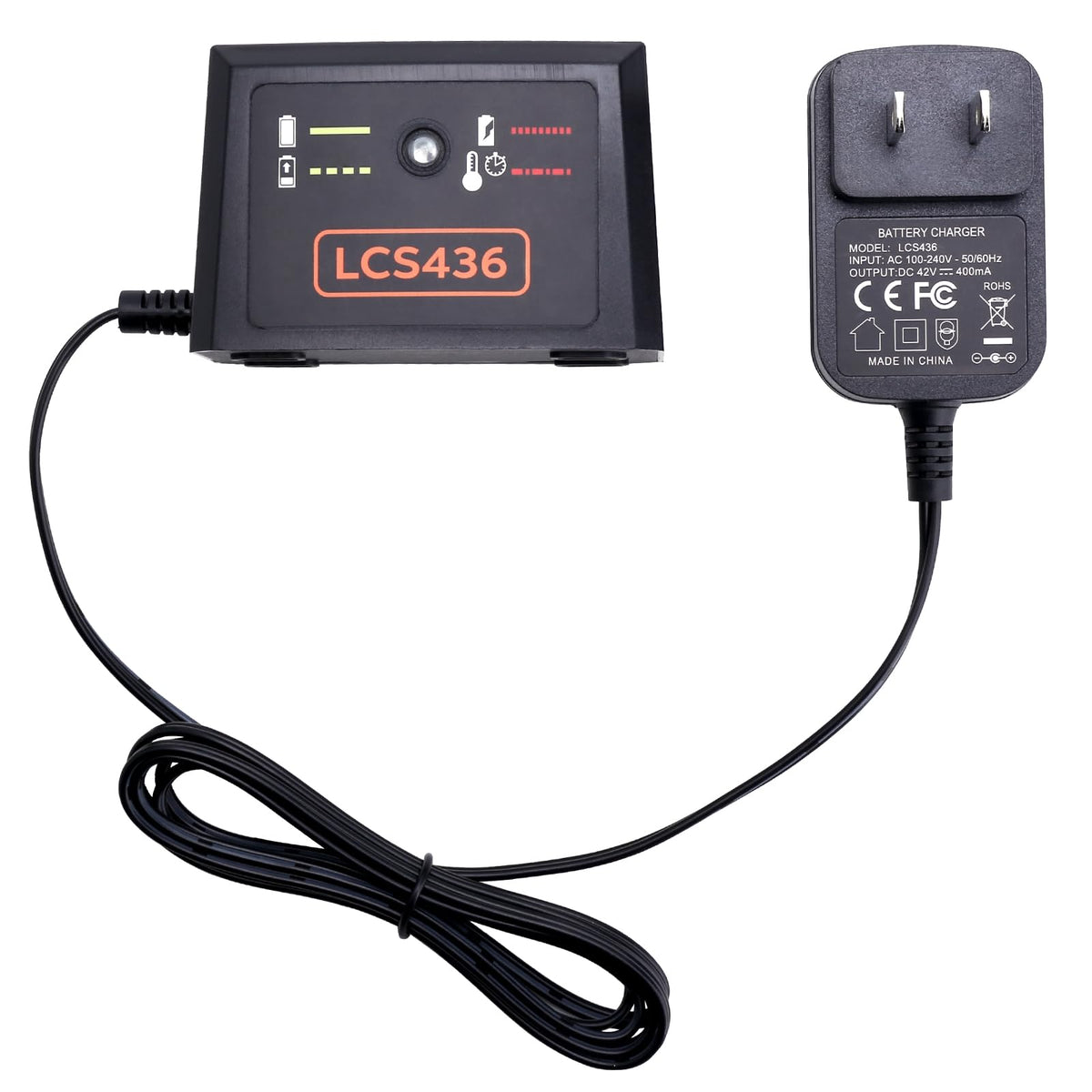 Cailingbat LCS436 front view compact charger for 36V/40V batteries and tools