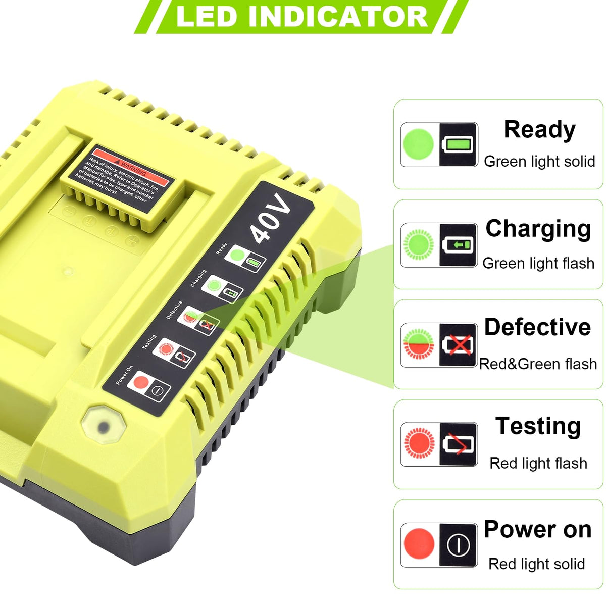 Cailingbat rapid charge indicator lights help monitor battery status at a glance.