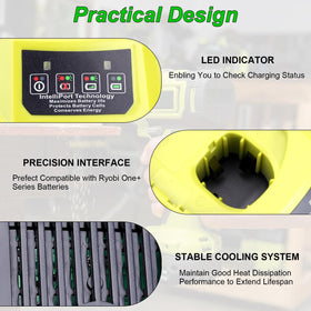 Cailingbat Ryobi P117 dual-chemistry label notes Li-ion and NiCad/NiMH compatibility