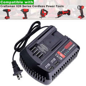 Cailingbat V20 charger fast charges in 60-100 minutes for jobsite efficiency.
