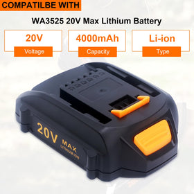 Cailingbat Worx 20V battery models compatibility chart showing supported tools.