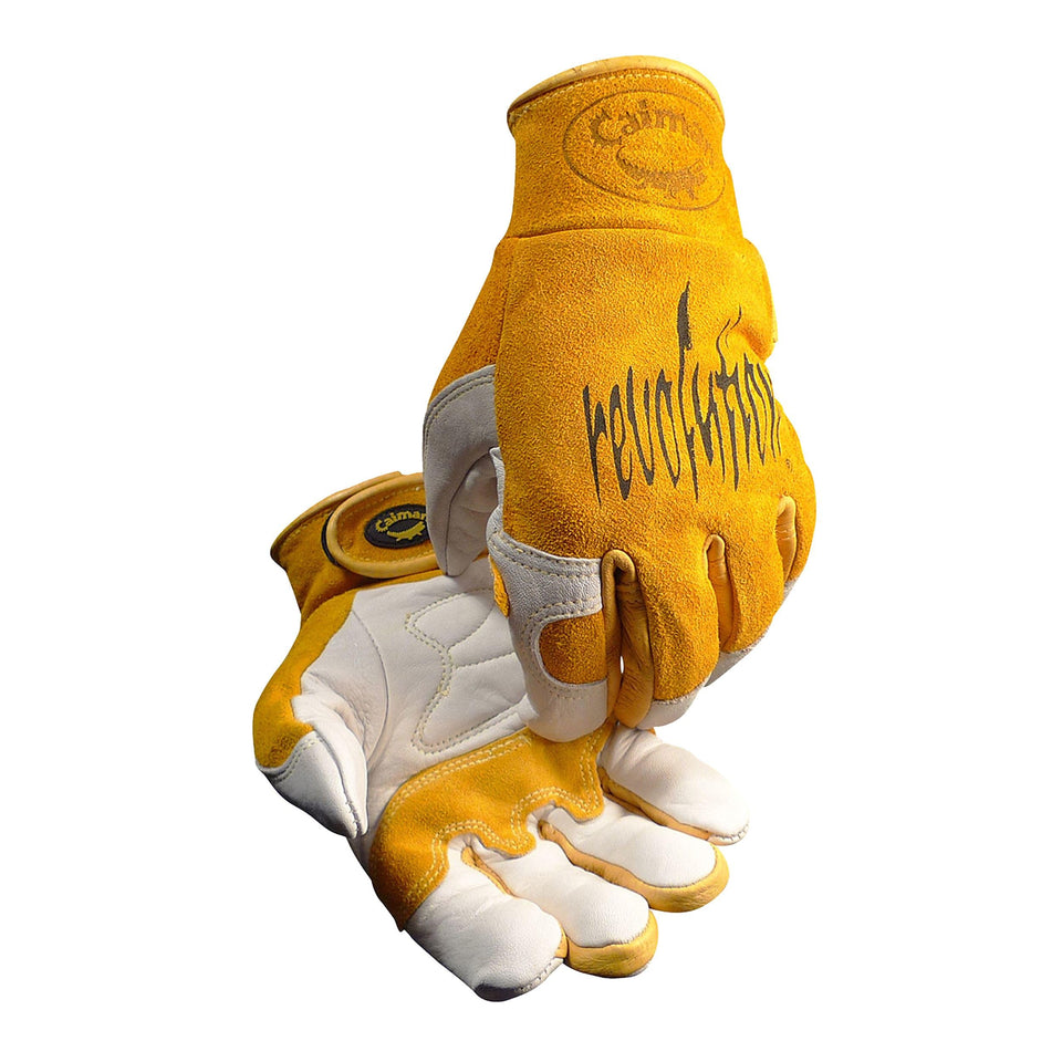 Caiman Luxury Pro Series White Tail Deerskin Gloves front view showing durable leather protection