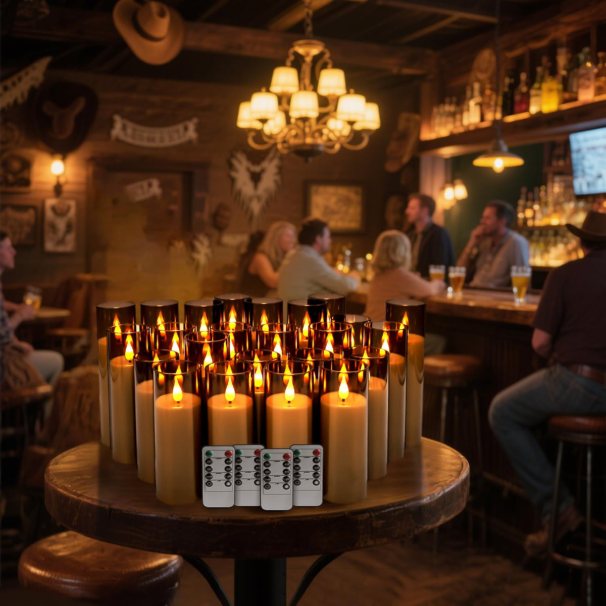 CAKETYCG 24pcs acrylic candles with remote control offer versatile decor setups.