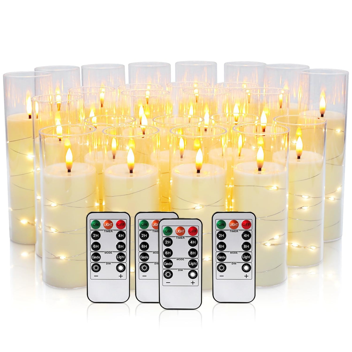 CAKETYCG LED flameless candles in acrylic cylinders for safe ambient lighting