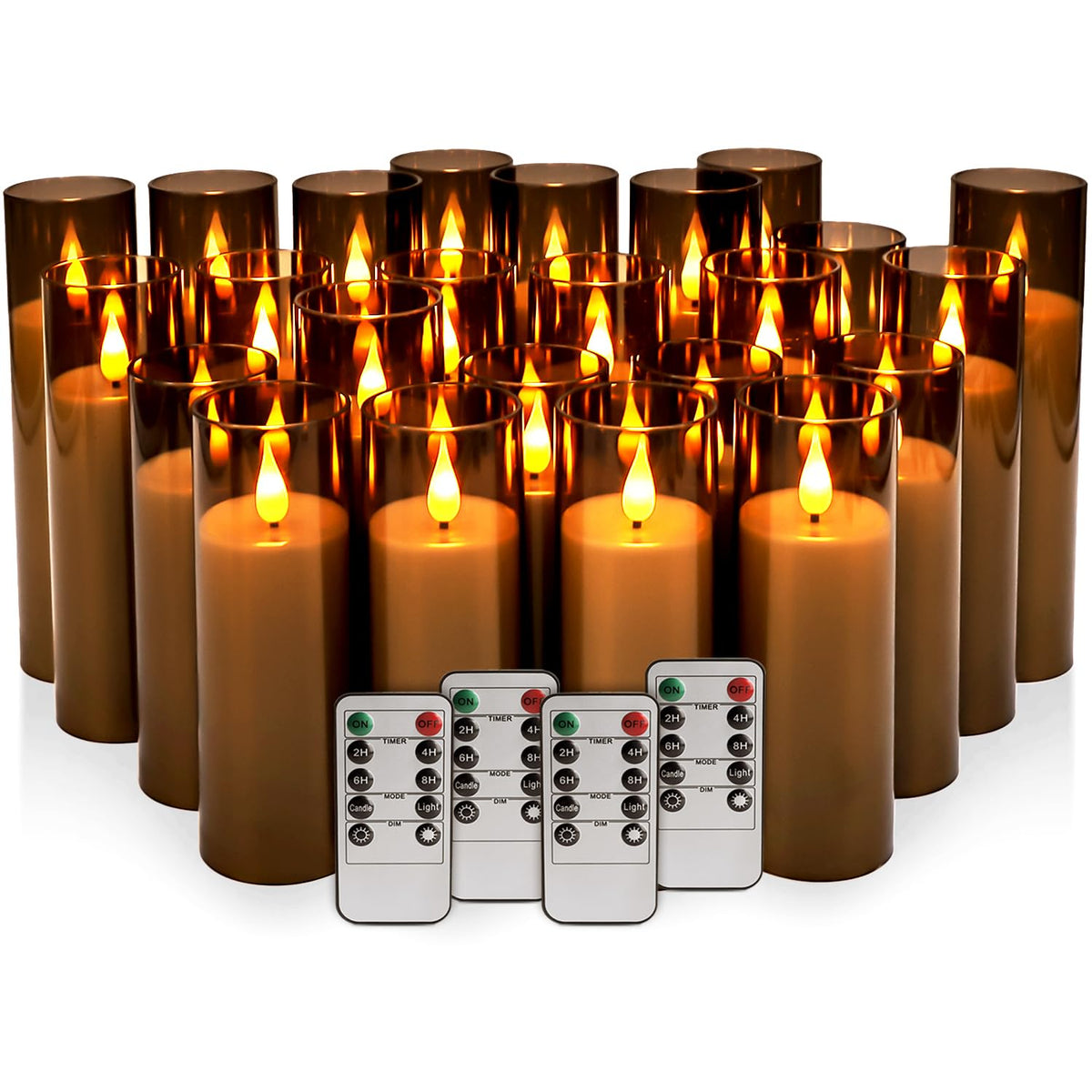CAKETYCG LED gray flameless candles with remote for glass holders create safe, romantic ambiance.