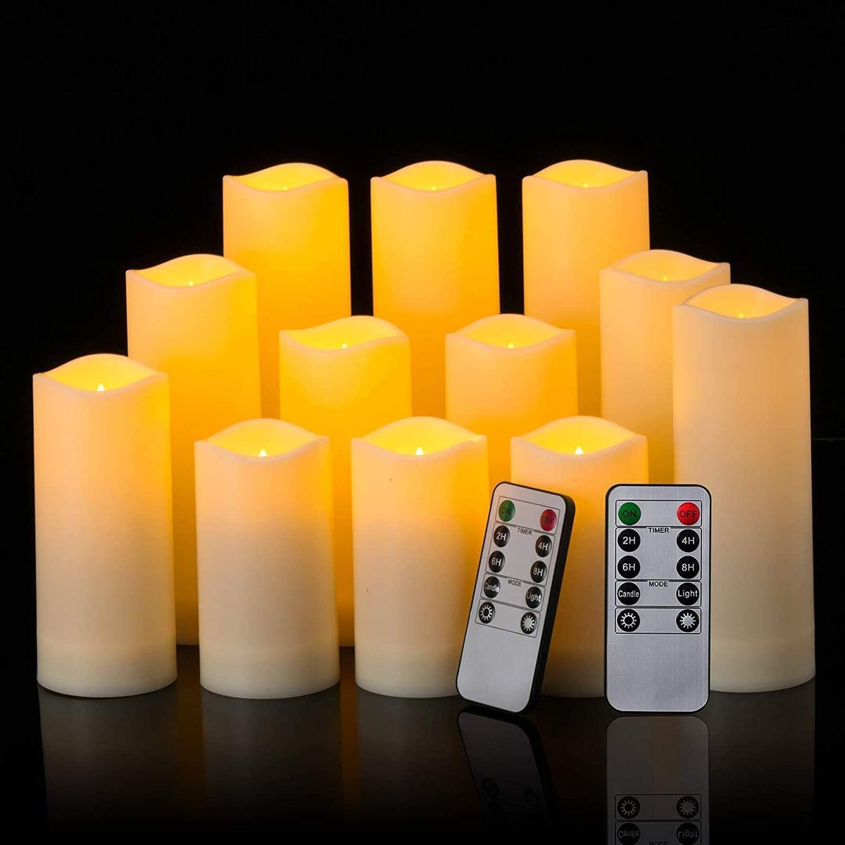 CAKETYCG 7-inch LED pillar candle creates a dramatic centerpiece.