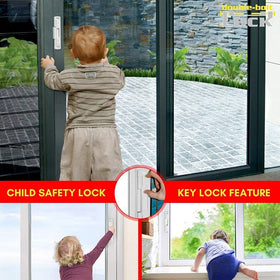 CAL Double-Bolt Lock installed on a sliding door demonstrates dual locking action for added security.