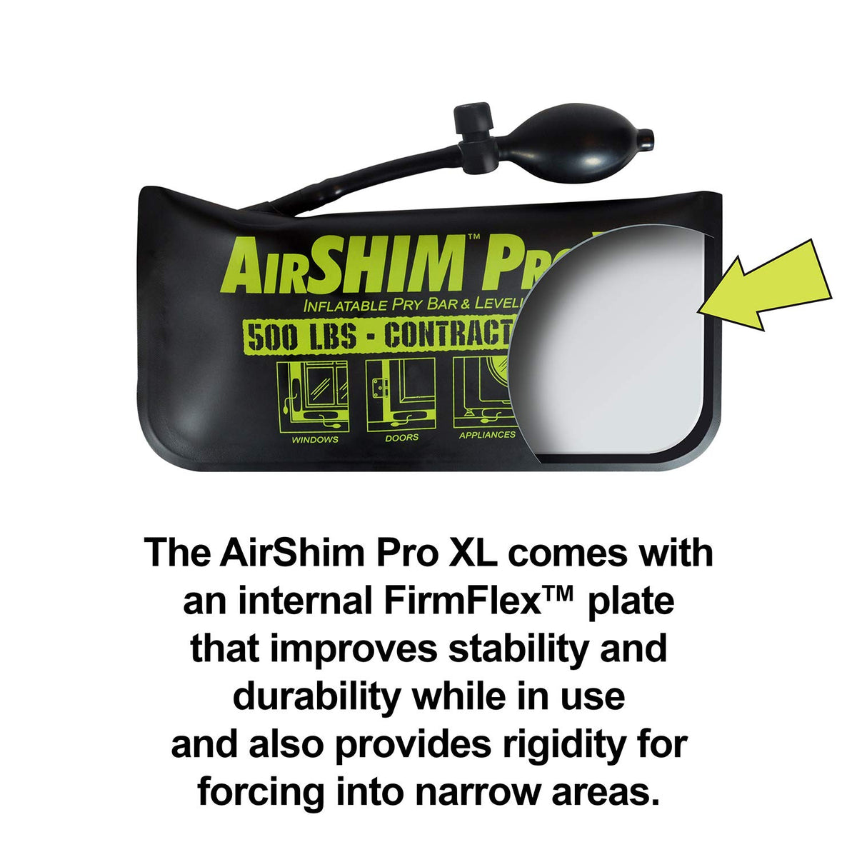 AirShim XL entering a tight 3/32 inch gap to position a frame
