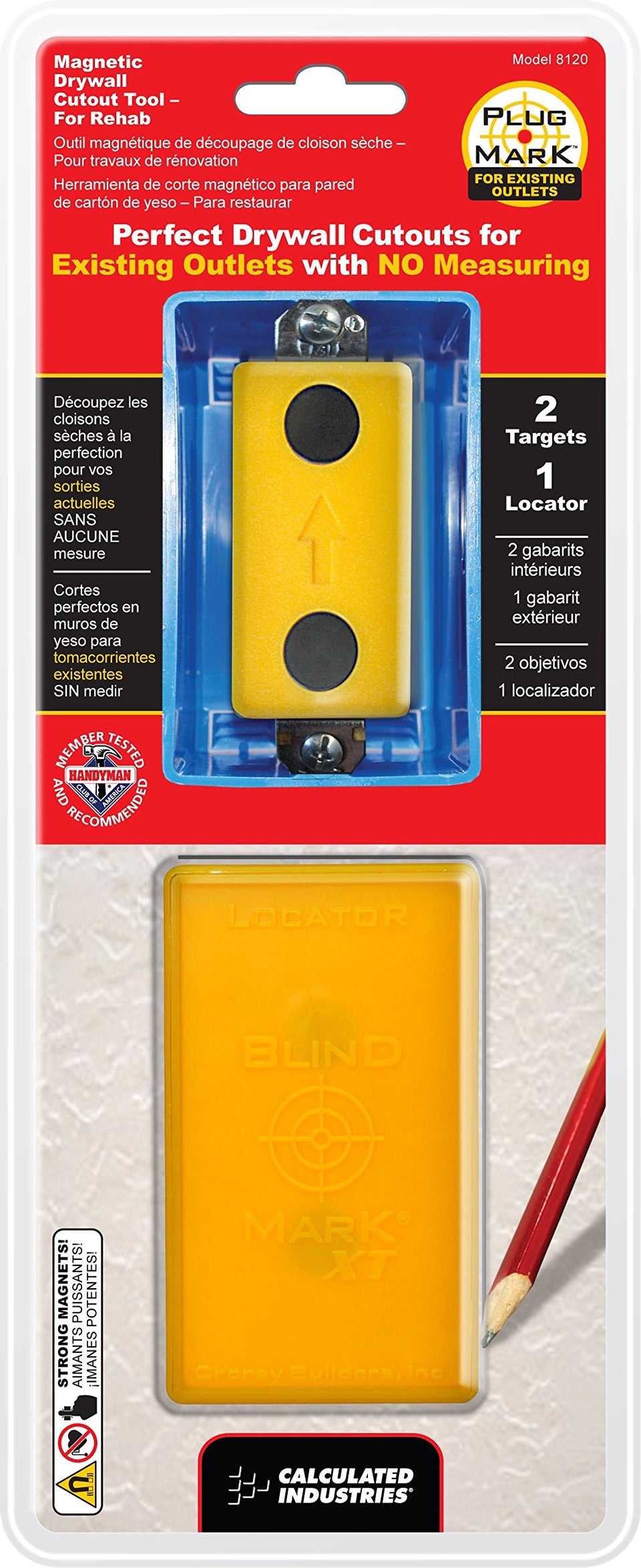 Calculated Industries Plug Mark locates outlets precisely for accurate cutouts.