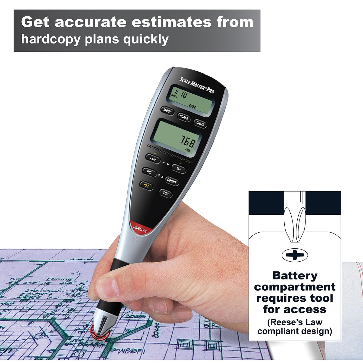 Scale Master Pro with 72 built-in scales for imperial and metric versatility.