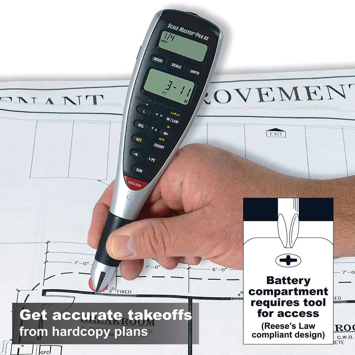 Scale Master Pro XE wheel close-up showing precise measurement for accurate estimates